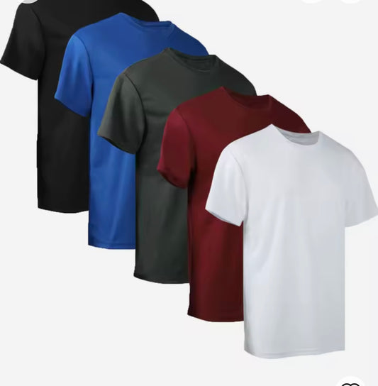5 men's moisture wicking short sleeved shirts - breathable sports T-shirts
